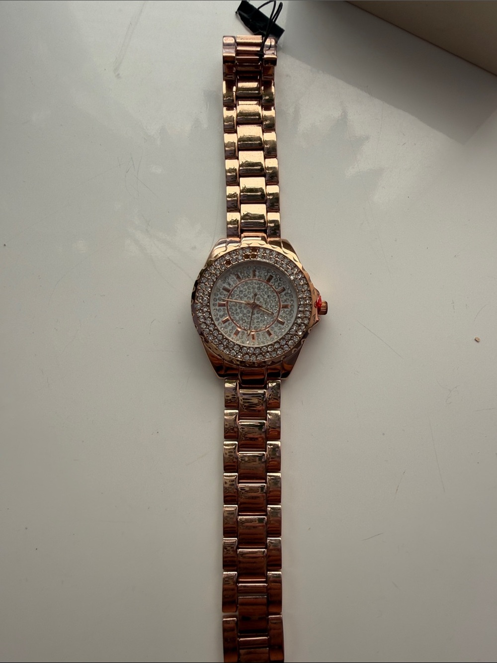 Elegant Women's Rose Gold Crystal Accent Watch